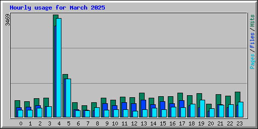 Hourly usage for March 2025